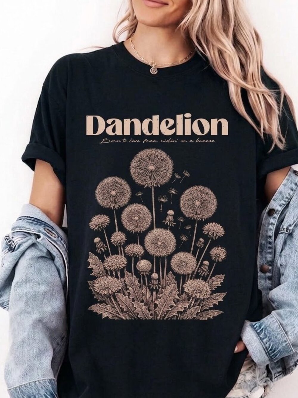 Dandelion Boho Wildflower Tee, Botanical Graphic Shirt